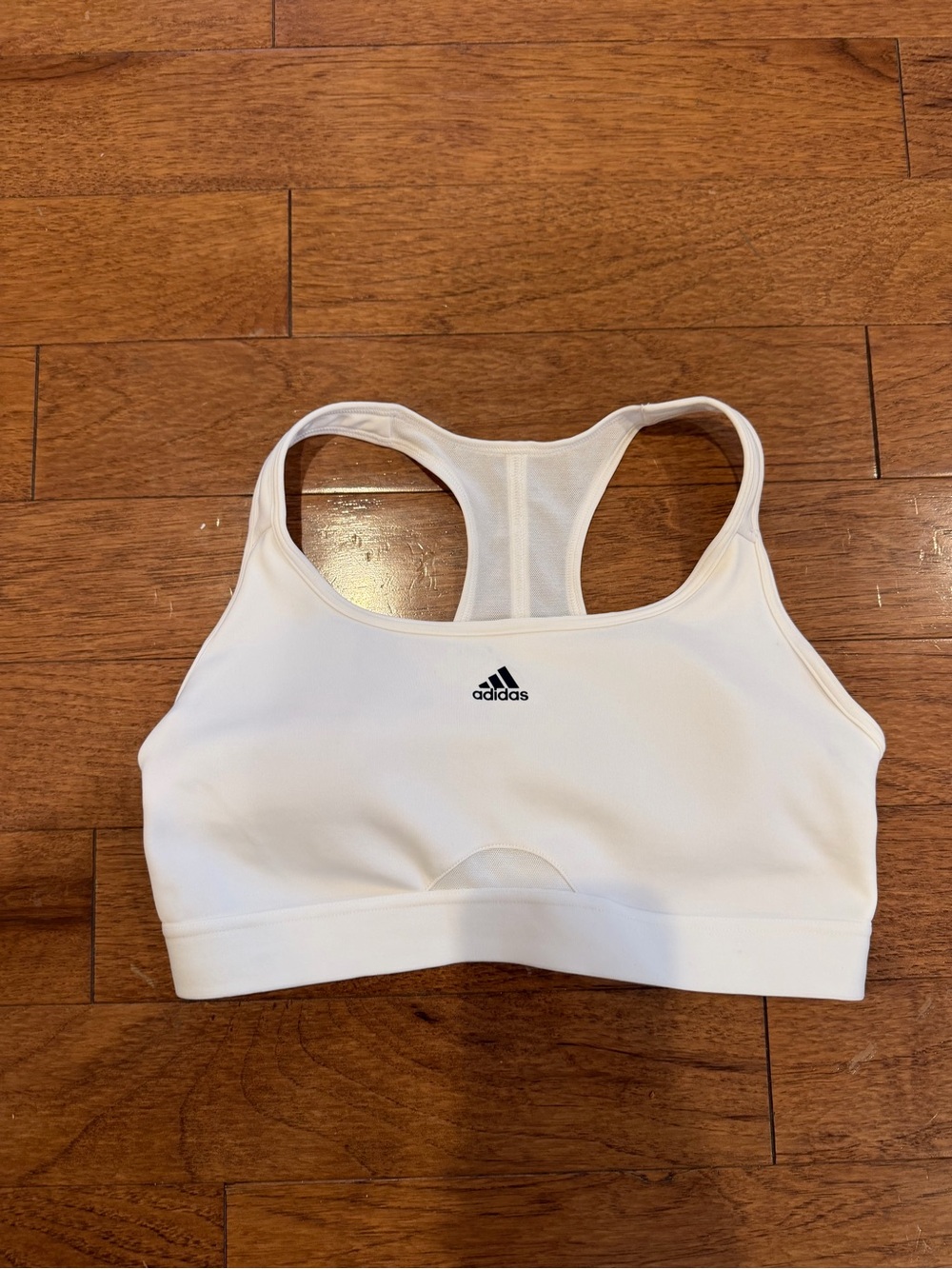Adidas White Techfit Logo Band Sports Bra